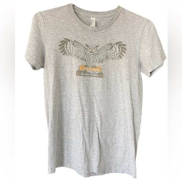 American Apparel Tops - Powell’s Books Gray Women’s XS Retro T-Shirt Youth L OWL Logo Portland Oregon